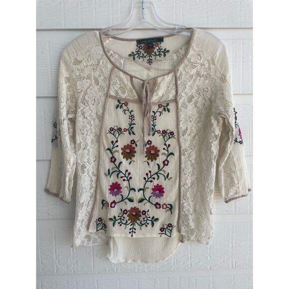 Anthropologie Love-Stitch BOHO embroidered top  MED 100% Cotton - Picture 1 of 7